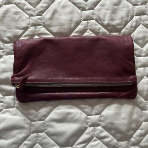Soft purple Leather Foldable Clutch
